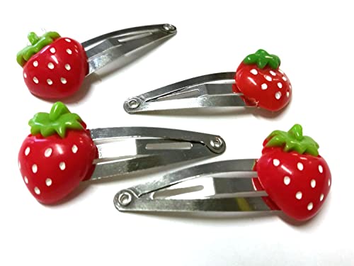 Miniblings 4er Set Erdbeeren Haarspangen Haarspange Beere rot Frucht Obst Sommer - Handmade Modeschmuck I Haarschmuck Haarclips Haarklammern von Miniblings