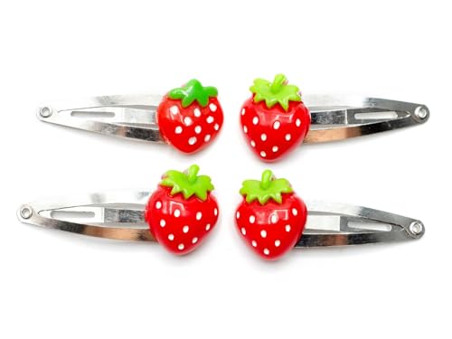 Miniblings 4er Set Erdbeeren Haarspangen Haarspange Beere rot Frucht Obst Sommer - Handmade Modeschmuck I Haarschmuck Haarclips Haarklammern von Miniblings
