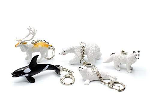 Miniblings 5x Set Arktis Alaska Schlüsselanhänger Orka Eisbär Robbe Rentier Polarfuchs Nordpol Eis Winter - Handmade Modeschmuck I Anhänger Schlüsselring Schlüsselband Keyring von Miniblings