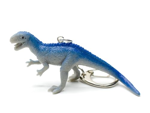 Miniblings Acrocanthosaurus Schlüsselanhänger Urzeit Dino Dinosaurier grau blau erwachsen - Handmade Modeschmuck I Anhänger Schlüsselring Schlüsselband Keyring von Miniblings