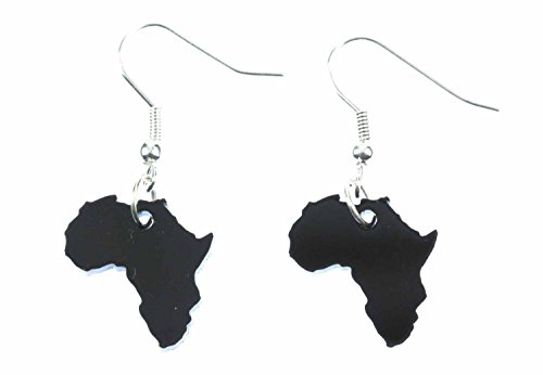Miniblings Afrika Ohrringe Hänger Reggae Kontinent Land Rasta Acrylglas black - Handmade Modeschmuck I Ohrhänger Ohrschmuck versilbert von Miniblings