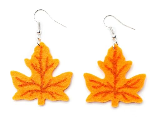 Miniblings Ahornblatt Ahorn Ohrringe Weihnachten Filz Blatt Herbst Blätter orange - Handmade Modeschmuck I Ohrhänger Ohrschmuck versilbert von Miniblings