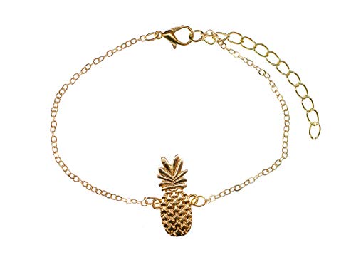 Miniblings Ananas Fußkettchen Fußkette Anhänger Obst Gold Frucht Tropen Exotisch- Handmade Modeschmuck I Sommer Beach Sommerschmuck von Miniblings