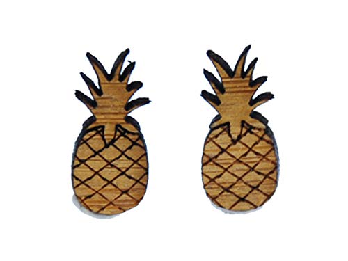 Miniblings Ananas Ohrstecker Ohrringe Pineapple Obst Ananas Holz gefräst braun - Handmade Modeschmuck I Ohrringe Stecker Ohrschmuck von Miniblings