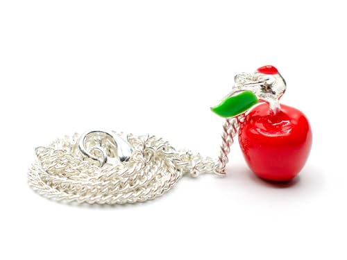 Miniblings Apfel Halskette - Handmade Modeschmuck I Kette Obst Frucht Äpfel 45cm - Gliederkette versilbert von Miniblings