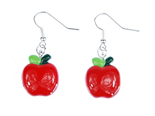 Miniblings Apfel Ohrringe Hänger Lebensmittel Frucht Obst Apfelbaum Kunstharz - Handmade Modeschmuck I Ohrhänger Ohrschmuck versilbert von Miniblings
