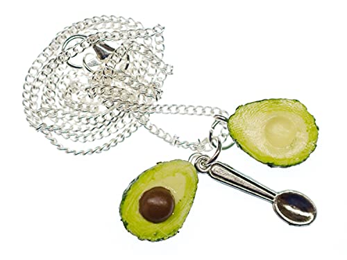 Miniblings Avocado Kette Halskette Kette 45cm versilbert Gemüse Sommer Urlaub - Handmade Modeschmuck - Gliederkette versilbert von Miniblings