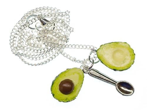 Miniblings Avocado Kette Halskette Kette 45cm versilbert Gemüse Sommer Urlaub - Handmade Modeschmuck - Gliederkette versilbert von Miniblings