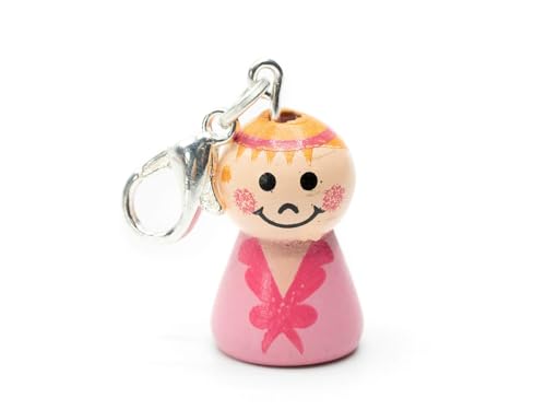 Miniblings Baby Mädchen Glückspüppchen Charm Anhänger Geburt Püppchen Holz rosa - Handmade Modeschmuck I Kettenanhänger versilbert - Bettelanhänger Bettelarmband - Anhänger für Armband von Miniblings