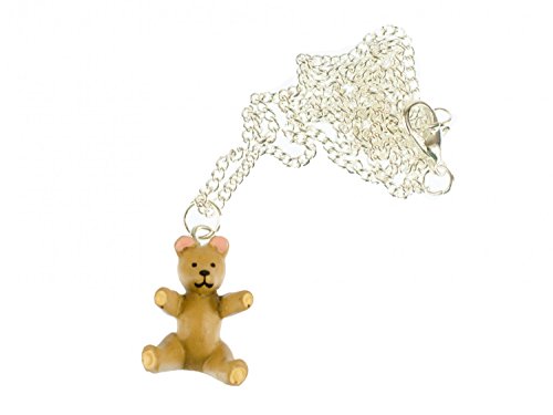 Miniblings Bärchen Kette Halskette 45cm Silber Braunbär Teddy Bär Hellbraun - Handmade Modeschmuck - Gliederkette versilbert von Miniblings