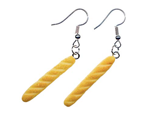 Miniblings Baguette Ohrringe Frankreich Hänger Brötchen Brot Frühstück Paris - Handmade Modeschmuck I Ohrhänger Ohrschmuck versilbert von Miniblings
