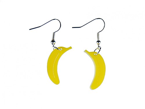 Miniblings Banane Acrylglas Ohrringe Hänger Sommer Acryl gelasert Affe gelb - Handmade Modeschmuck I Ohrhänger Ohrschmuck versilbert von Miniblings