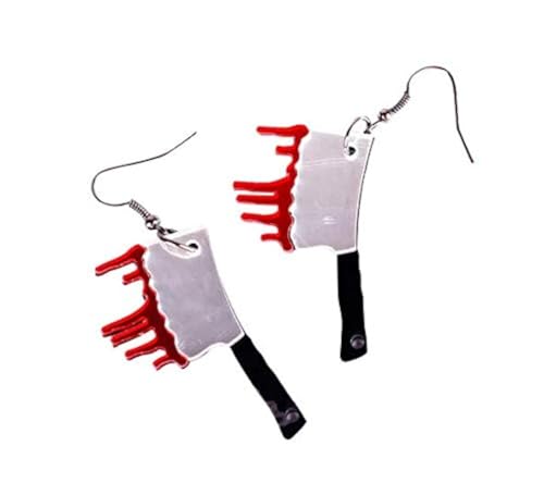 Miniblings Beil Halloween Ohrringe Hänger Hackebeil Hackmesser Messer Blut - Handmade Modeschmuck I Ohrhänger Ohrschmuck versilbert von Miniblings