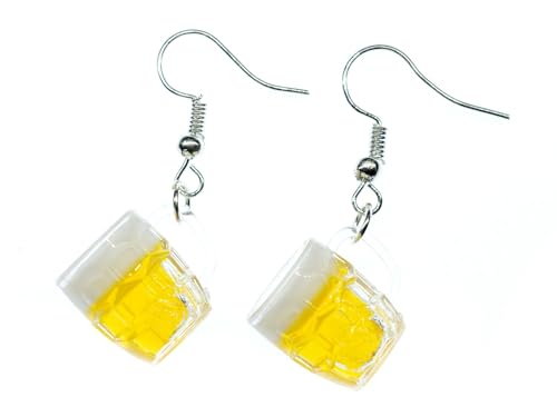 Miniblings Bierkrug Ohrringe - Handmade Modeschmuck I Bier Krug Glas Oktoberfest Bierglas Maß Wiesn rundlich - Ohrhänger Ohrschmuck versilbert von Miniblings