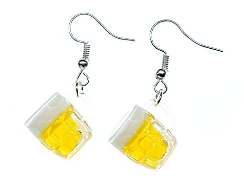 Miniblings Bierkrug Ohrringe - Handmade Modeschmuck I Bier Krug Glas Oktoberfest Bierglas Maß Wiesn rundlich - Ohrhänger Ohrschmuck versilbert von Miniblings