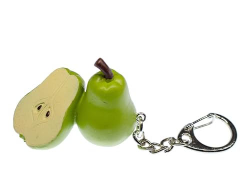 Miniblings Birne Schlüsselanhänger Obst Vitamine Gesund Frucht Grün - Handmade Modeschmuck I I Anhänger Schlüsselring Schlüsselband Keyring von Miniblings