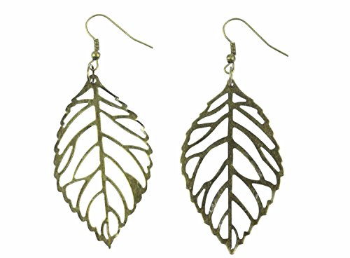 Miniblings Blatt Ohrringe Hänger Blätter Baum Natur Pflanze Leaf Bronze L 55mm - Handmade Modeschmuck I Ohrhänger Ohrschmuck in bronze von Miniblings