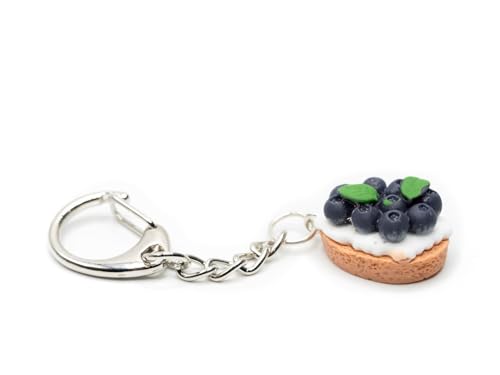 Miniblings Blaubeerkuchen Schlüsselanhänger Heidelbeerkuchen Muffin - Handmade Modeschmuck I Anhänger Schlüsselring Schlüsselband Keyring von Miniblings