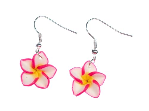 Miniblings Blumen Ohrringe Hänger rot weiß Sommer Garten Blüten Blume - Handmade Modeschmuck I Ohrhänger Ohrschmuck versilbert von Miniblings