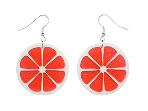 Miniblings Blutorange Ohrringe Hänger Orange Frucht Obst Sommer Zitrusfrucht rot - Handmade Modeschmuck I Ohrhänger Ohrschmuck versilbert von Miniblings