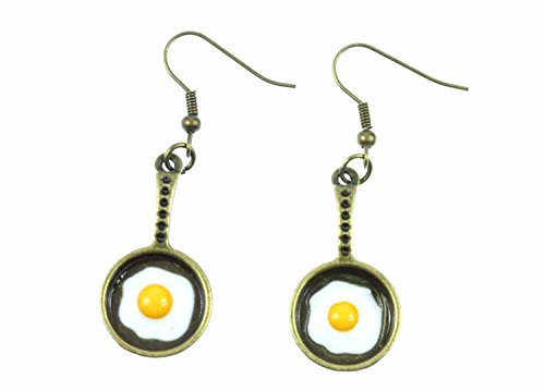Miniblings Bratpfanne Spiegelei Ohrringe Hänger Küche Koch Pfanne Eier bronze - Handmade Modeschmuck I Ohrhänger Ohrschmuck in bronze von Miniblings