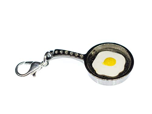 Miniblings Bratpfanne mit Spiegelei Charm Anhänger Pfanne Ei Koch Metall anthrazit von Miniblings