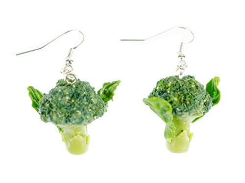 Miniblings Brokkoli Ohrringe Hänger Veggie Vegetarier Gemüse Kohl grün - Handmade Modeschmuck I Ohrhänger Ohrschmuck versilbert von Miniblings