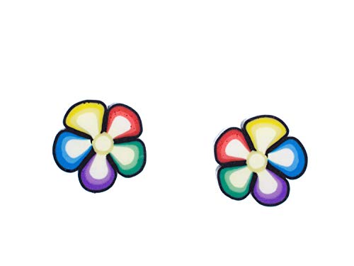 Miniblings Bunte Blume Ohrstecker Stecker Ohrringe Blumen Regenbogenfarben - Handmade Modeschmuck I Ohrringe Stecker Ohrschmuck von Miniblings