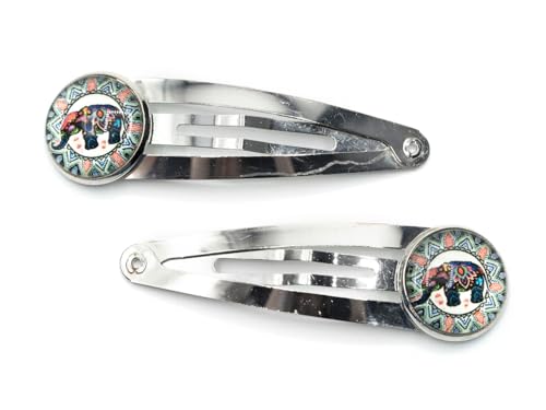 Miniblings Cabochon Elefanten Haarspangen Haarklammer Safari Afrika Dschungel - Handmade Modeschmuck | Haarschmuck Haarclips Haarklammern von Miniblings