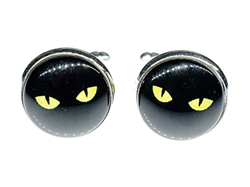 Miniblings Cabochon Katzenaugen + Box Manschettenknöpfe Miniblings Katzenauge Katze Auge schwarz gelb - Herrenschmuck Manschettenknopf Cufflinks Hemdknöpfe I Holzbox inklusive von Miniblings