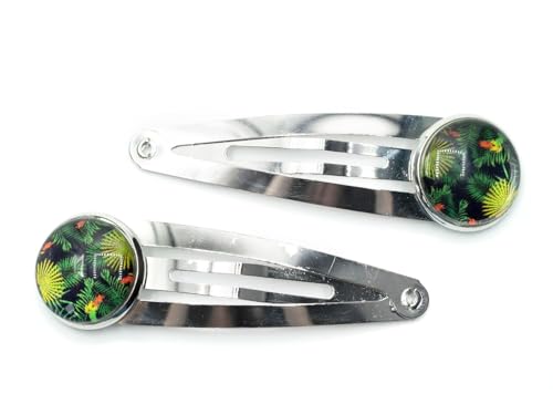 Miniblings Cabochon Urwald Haarspangen Haarklammer Dschungel Wildnis Natur - Handmade Modeschmuck | Haarschmuck Haarclips Haarklammern von Miniblings