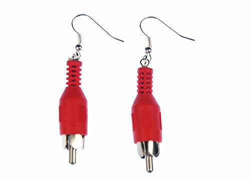 Miniblings Cinch Ohrringe Hänger Upcycling Chinch Stecker Audio Musik rot - Handmade Modeschmuck I Ohrhänger Ohrschmuck versilbert von Miniblings