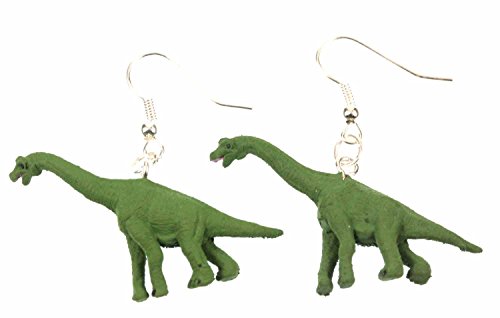 Miniblings Dinosaurier Brachiosaurus Ohrringe Dino Gummi Pflanzenfresser grün - Handmade Modeschmuck I Ohrhänger Ohrschmuck versilbert von Miniblings