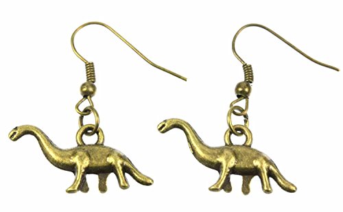Miniblings Dinosaurier Diplodocus Ohrringe Dino Langhals Pflanzenfresser Bronze - Handmade Modeschmuck I Ohrhänger Ohrschmuck in bronze von Miniblings