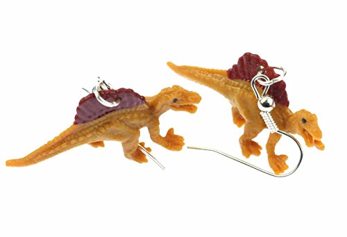 Miniblings Dinosaurier Spinosaurus Ohrringe Dino Gummi Rückenschild aufrecht - Handmade Modeschmuck I Ohrhänger Ohrschmuck versilbert von Miniblings