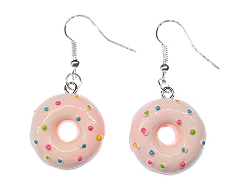Miniblings Donut bunte Perlen Ohrringe rosa - Handmade Modeschmuck I Glasur Streusel Doughnuts Kuchen Süßigkeit Fast Food USA Hänger - Ohrhänger Ohrschmuck von Miniblings