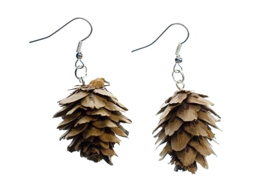 Miniblings Echte Tannenzapfen Ohrringe Hänger Pinienzapfen Natur natürlich - Handmade Modeschmuck I Ohrhänger Ohrschmuck versilbert von Miniblings