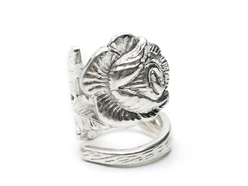 Miniblings Echtsilber Ring Rose 825er Sterling Silber Besteck Handarbeit Unikat AB9 - Handmade Modeschmuck I Fingerring mit Motiv I one Size verstellbar von Miniblings