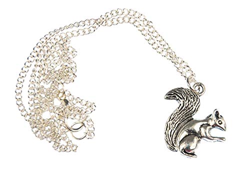 Miniblings Eichhörnchen Kette Halskette 45cm Frühling Grauhörnchen Wald Silber - Handmade Modeschmuck - Gliederkette versilbert von Miniblings
