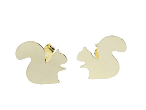 Miniblings Eichhörnchen Ohrstecker Ohrringe Tier Baum Grauhörnchen Kinder golden - Handmade Modeschmuck I Ohrringe Stecker Ohrschmuck von Miniblings