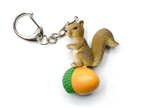 Miniblings Eichhörnchen Schlüsselanhänger Klettertier Kinder Hörnchen Baby Tiere Braun auf Eichel sitzend - Handmade Modeschmuck I Anhänger Schlüsselring Schlüsselband Keyring von Miniblings