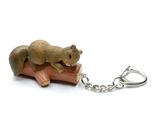 Miniblings Eichhörnchen Schlüsselanhänger Klettertier Kinder Hörnchen Tiere Braun mit Stamm - Handmade Modeschmuck I Anhänger Schlüsselring Schlüsselband Keyring von Miniblings