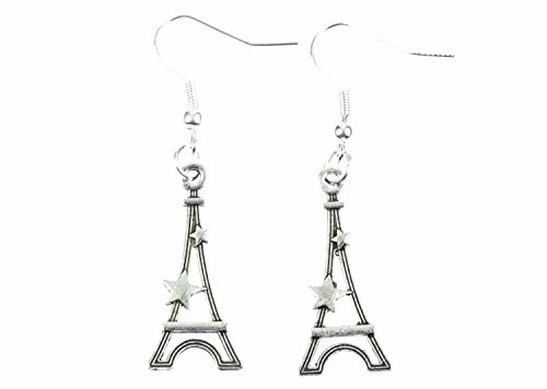 Miniblings Eiffelturm Ohrringe Paris Turm Frankreich Eifelturm Stern silber - Handmade Modeschmuck I Ohrhänger Ohrschmuck versilbert von Miniblings