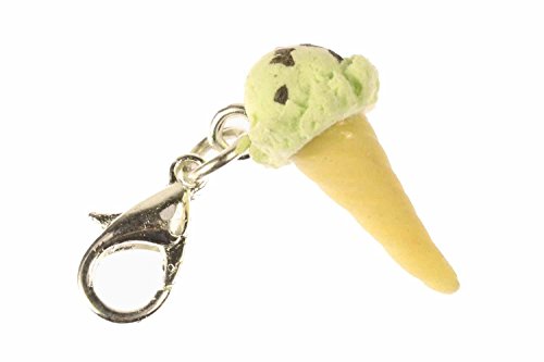 Miniblings EIS Pistazieneis Pistazie Minze Waffel Charm Kugeleis Eiswaffel grün - Handmade Modeschmuck I Kettenanhänger versilbert - Bettelanhänger Bettelarmband - Anhänger für Armband von Miniblings