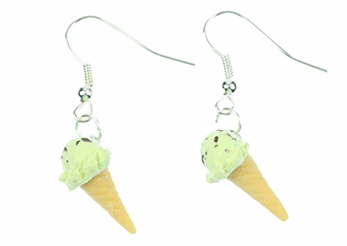 Miniblings Eis Waffeleis Ohrringe Hänger Eiscreme Eisohrringe Minze grün - Handmade Modeschmuck I Ohrhänger Ohrschmuck versilbert von Miniblings