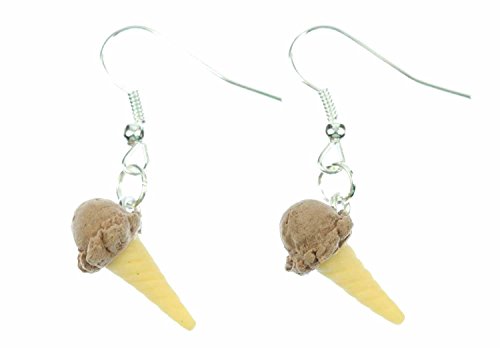 Miniblings Eis Waffeleis Ohrringe Hänger Eiscreme Eisohrringe Schokolade braun - Handmade Modeschmuck I Ohrhänger Ohrschmuck versilbert von Miniblings