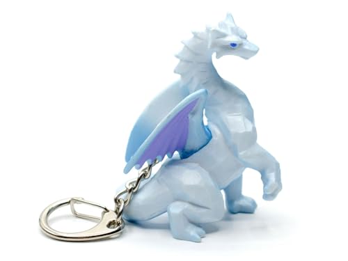 Miniblings Eisdrache Schlüsselanhänger Drache Fantasy hellblau lila schimmernd - Handmade Modeschmuck I Anhänger Schlüsselring Schlüsselband Keyring von Miniblings