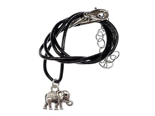 Miniblings Elefanten Halskette - Handmade Modeschmuck I Kette Elefant Elefantenkette Zoo Safari Afrika Indien - Echte Lederkette Leder von Miniblings