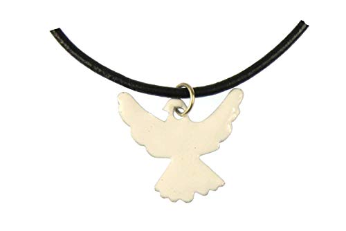 Miniblings Emaille Taube Friedenstaube Kette Halskette Vogel Lederband 45cm weiß - Handmade Modeschmuck - Lederkette Jungen von Miniblings