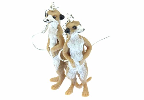 Miniblings Erdmännchen Ohrringe Präriehund Erdmann Zoo Gummi - Handmade Modeschmuck I Ohrhänger Ohrschmuck versilbert von Miniblings